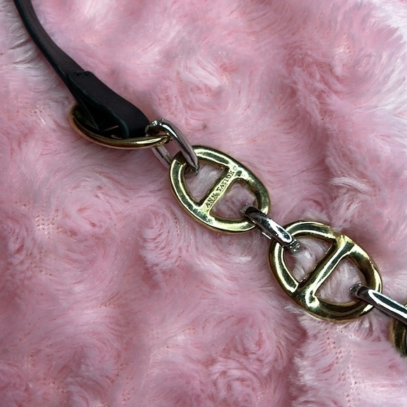 Ann Taylor Gold Rhinestones & Leather Wrap Bracelet - Picture 5 of 6